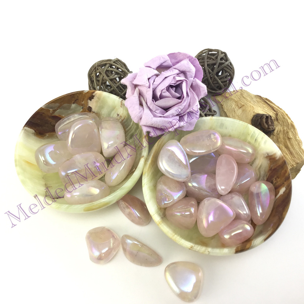 MeldedMind One (1) Rose Aura Quartz Tumble 2 Sizes Natural Pink Crystal Stone 21