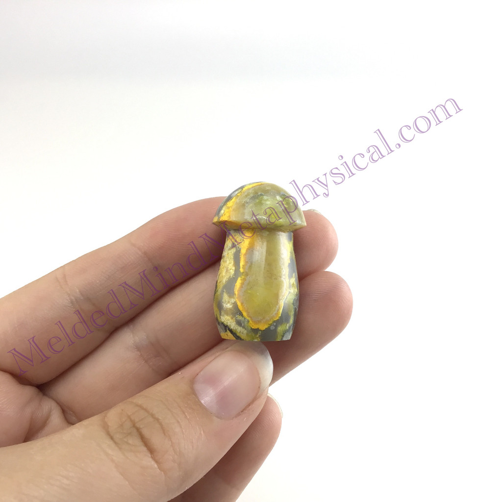 MeldedMind Bumblebee Jasper Mushroom Carving 1.18in Natural Yellow Crystal 006