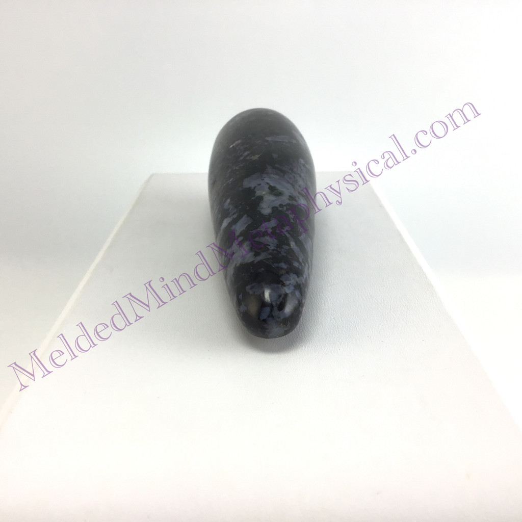 MeldedMind Indigo Gabbro Massage Therapy Wand 4.66in Natural Black Crystal 312