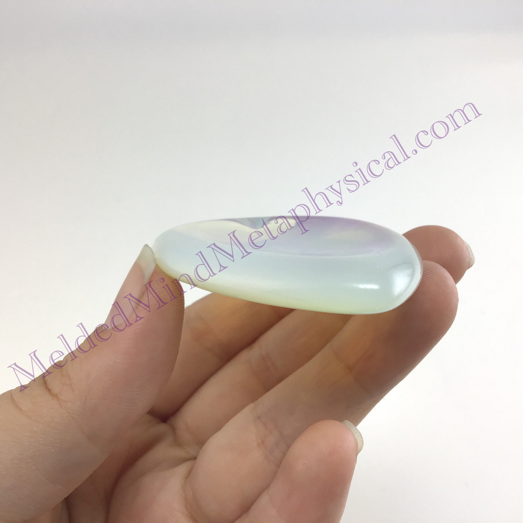 MeldedMind Opalite Heart Thumb Palmstone Crystal 2.2in Rainbow Stone 741