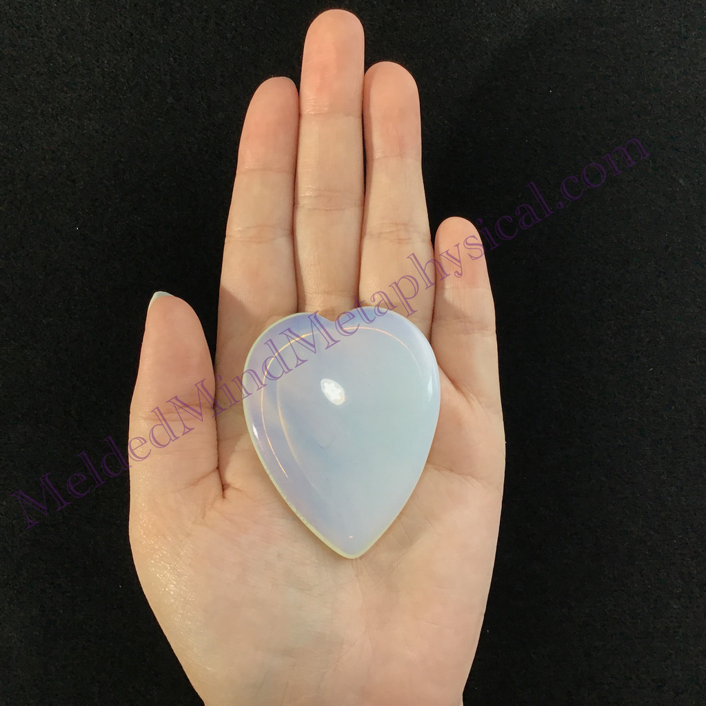 MeldedMind Opalite Heart Thumb Palmstone Crystal 2.2in Rainbow Stone 802