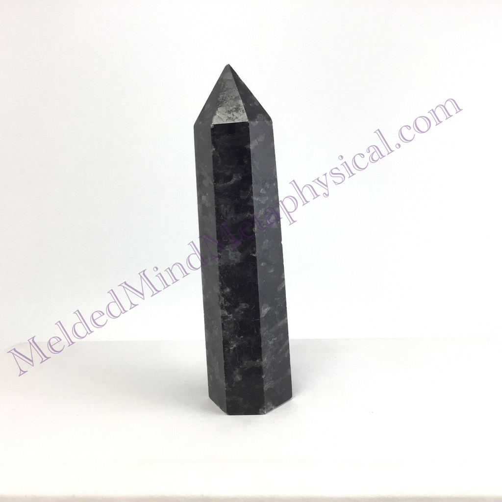 MeldedMind Arfvedsonite Obelisk 3.8in Crystal Tower Black Point 299