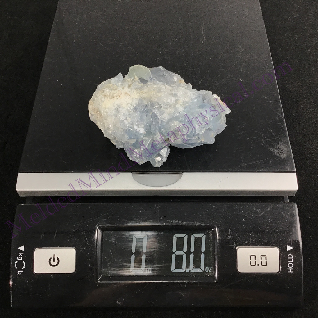 MeldedMind Raw Celestite Cluster Specimen 3.08in Natural Blue Crystal 516