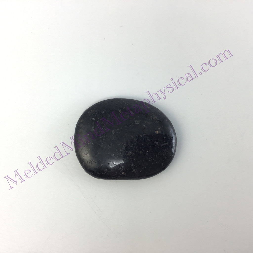 MeldedMind Nuummite Palm Smooth Stone 1.77in Natural Black Crystal 721