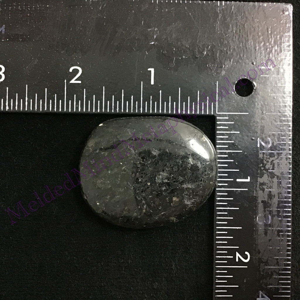 MeldedMind Nuummite Palm Smooth Stone 1.77in Natural Black Crystal 721
