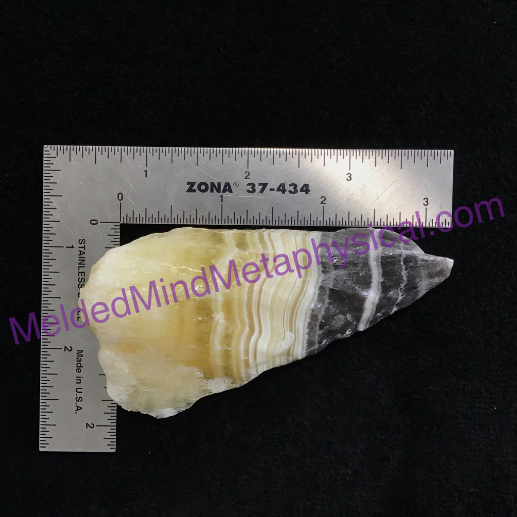 MeldedMind Phantom Banded Zebra Calcite 3.43in Natural Golden Black Crystal 167