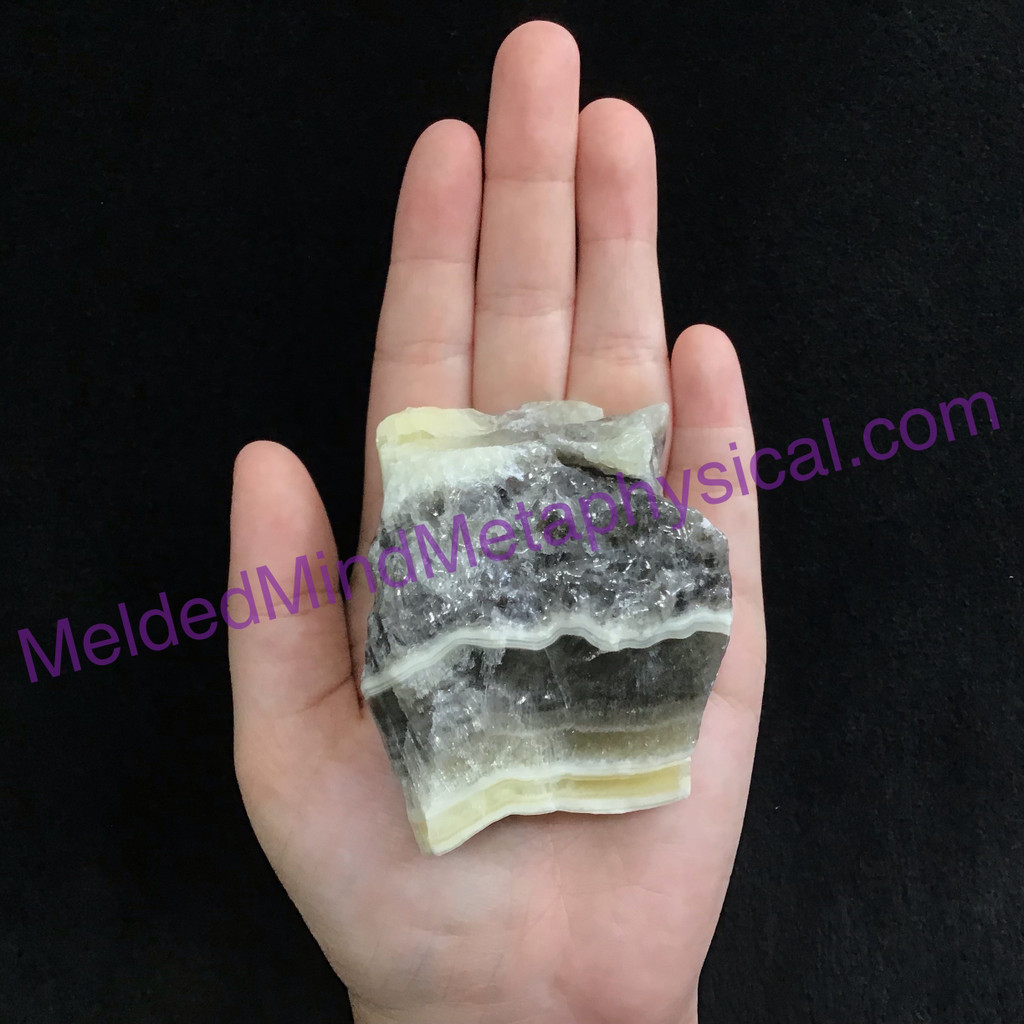 MeldedMind Phantom Banded Zebra Calcite 2.86in Natural Golden Black Crystal 171
