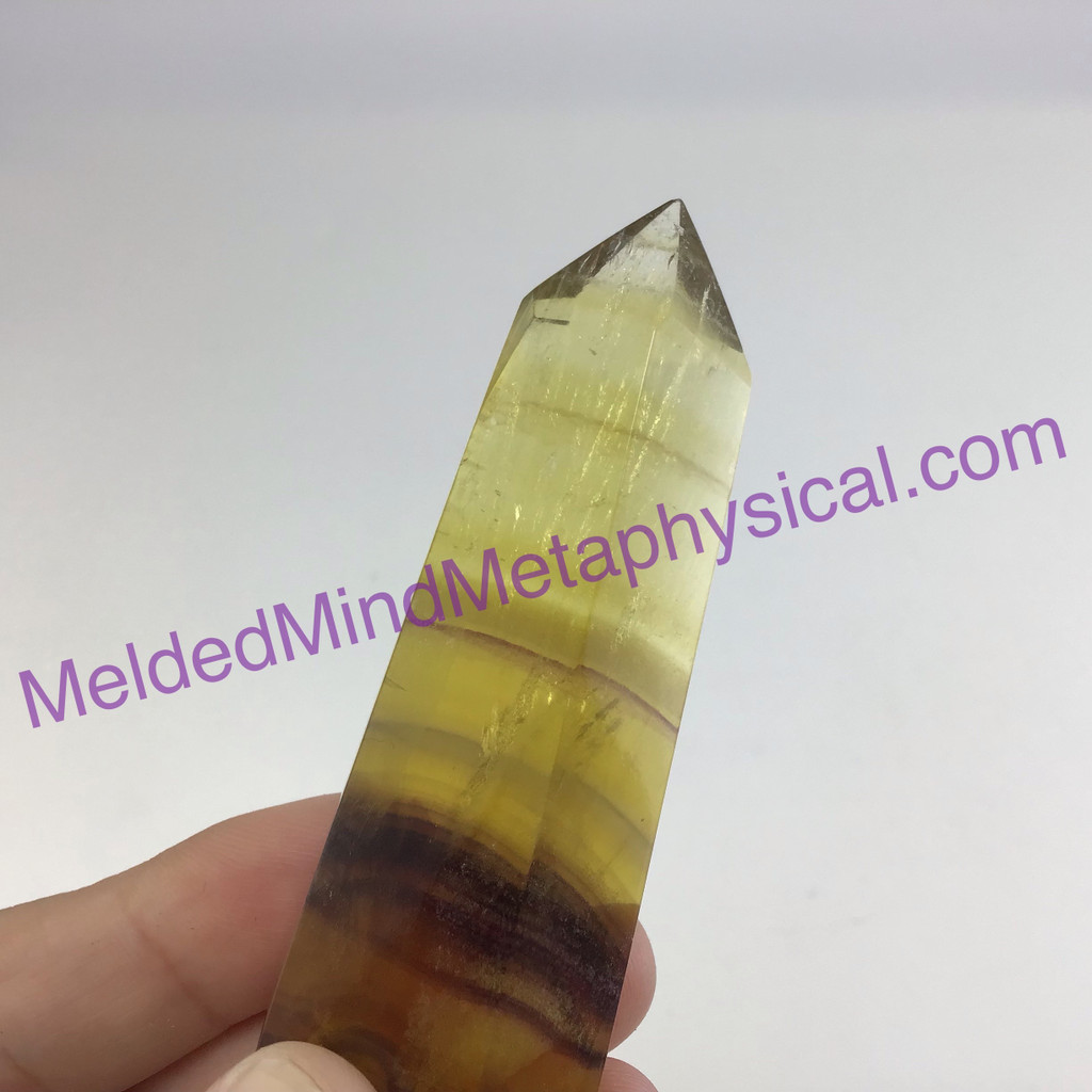 MeldedMind Yellow Purple Fluorite Obelisk 2.72in Natural Rainbow Crystal 707