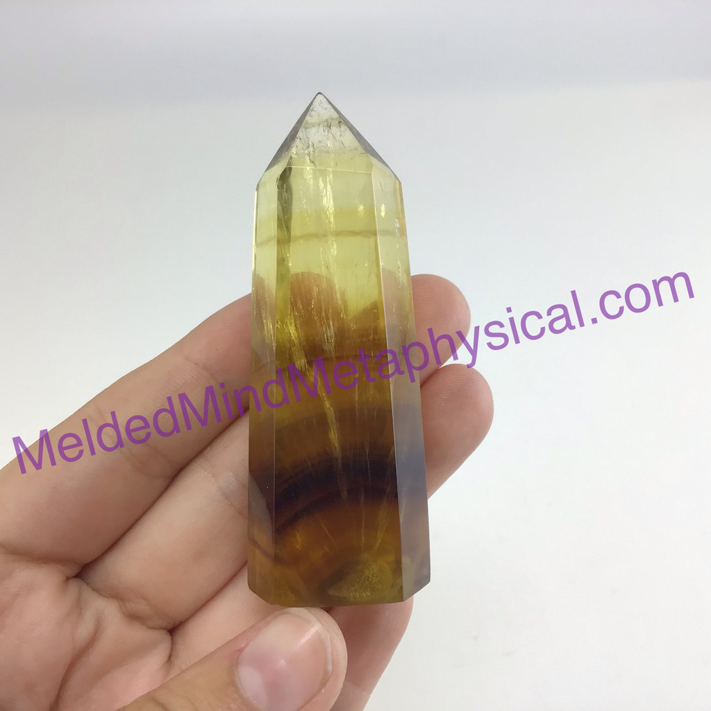 MeldedMind Yellow Purple Fluorite Obelisk 2.72in Natural Rainbow Crystal 707