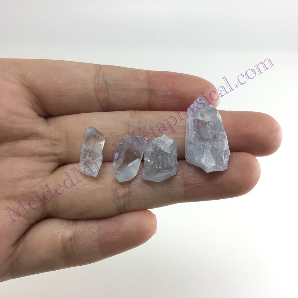 MeldedMind Set of 4 Celestite Specimens .57in-.88in Natural Blue Crystal 498