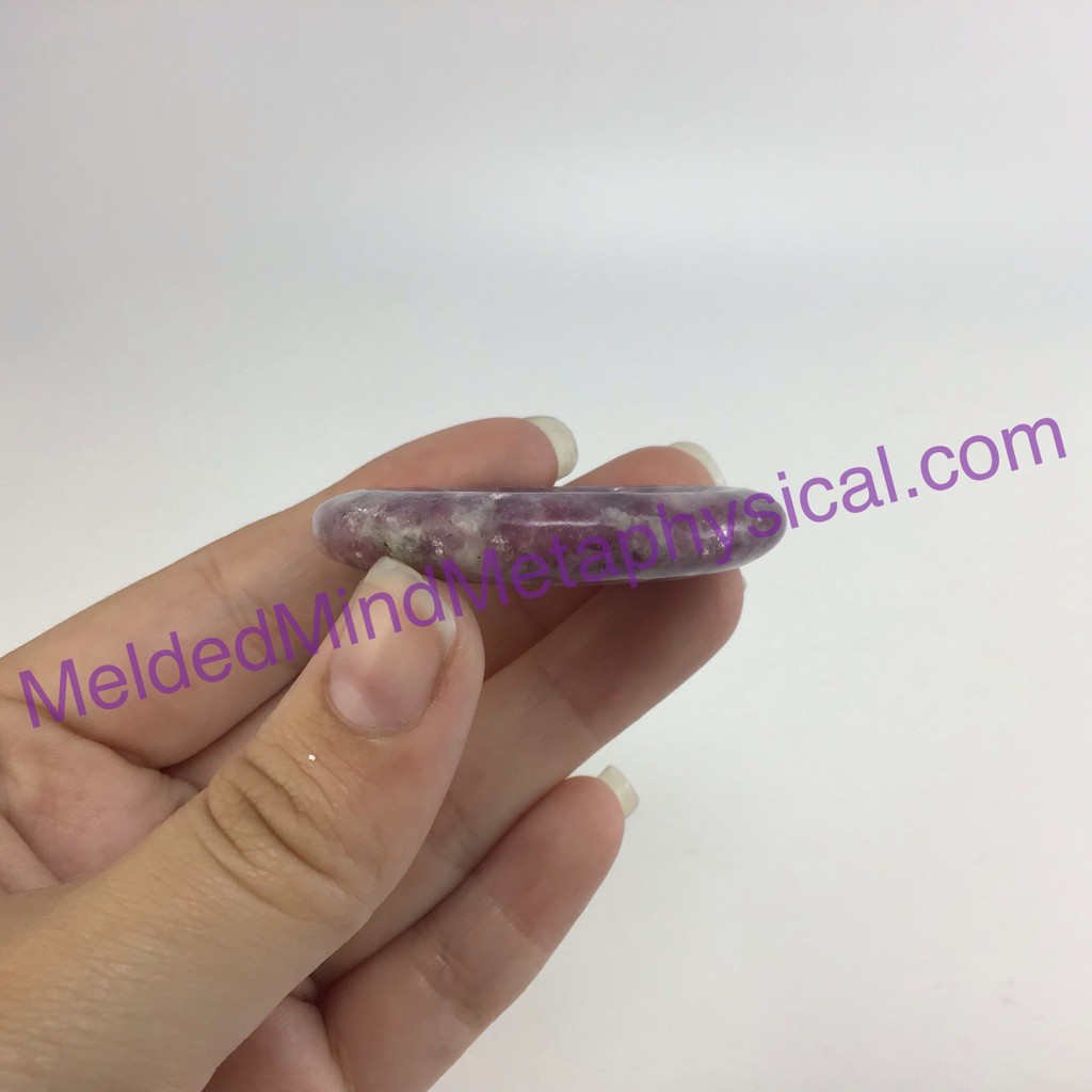 MeldedMind Lepidolite Palm Stone 1.81in Natural Purple Crystal Worry 055