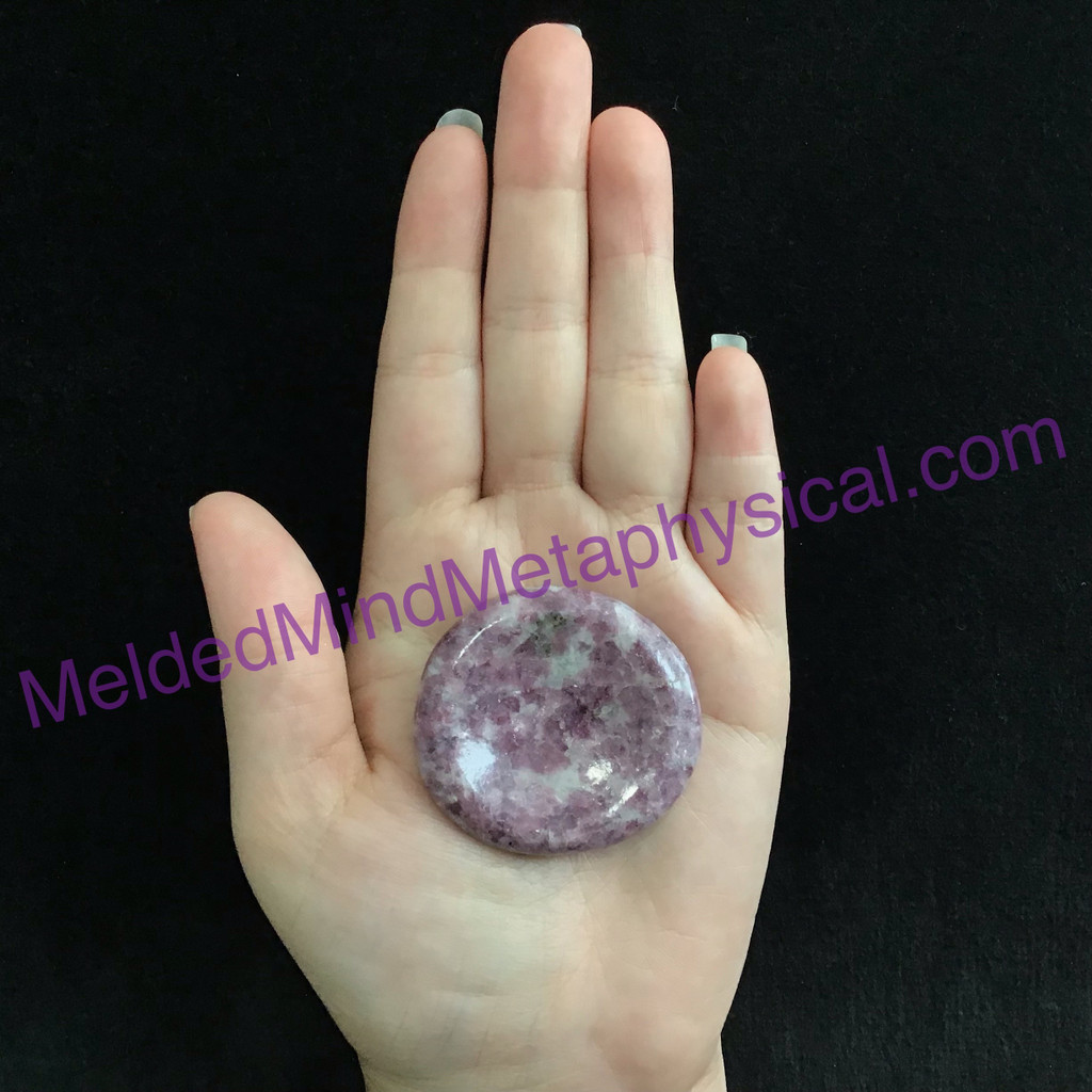 MeldedMind Lepidolite Palm Stone 1.81in Natural Purple Crystal Worry 055