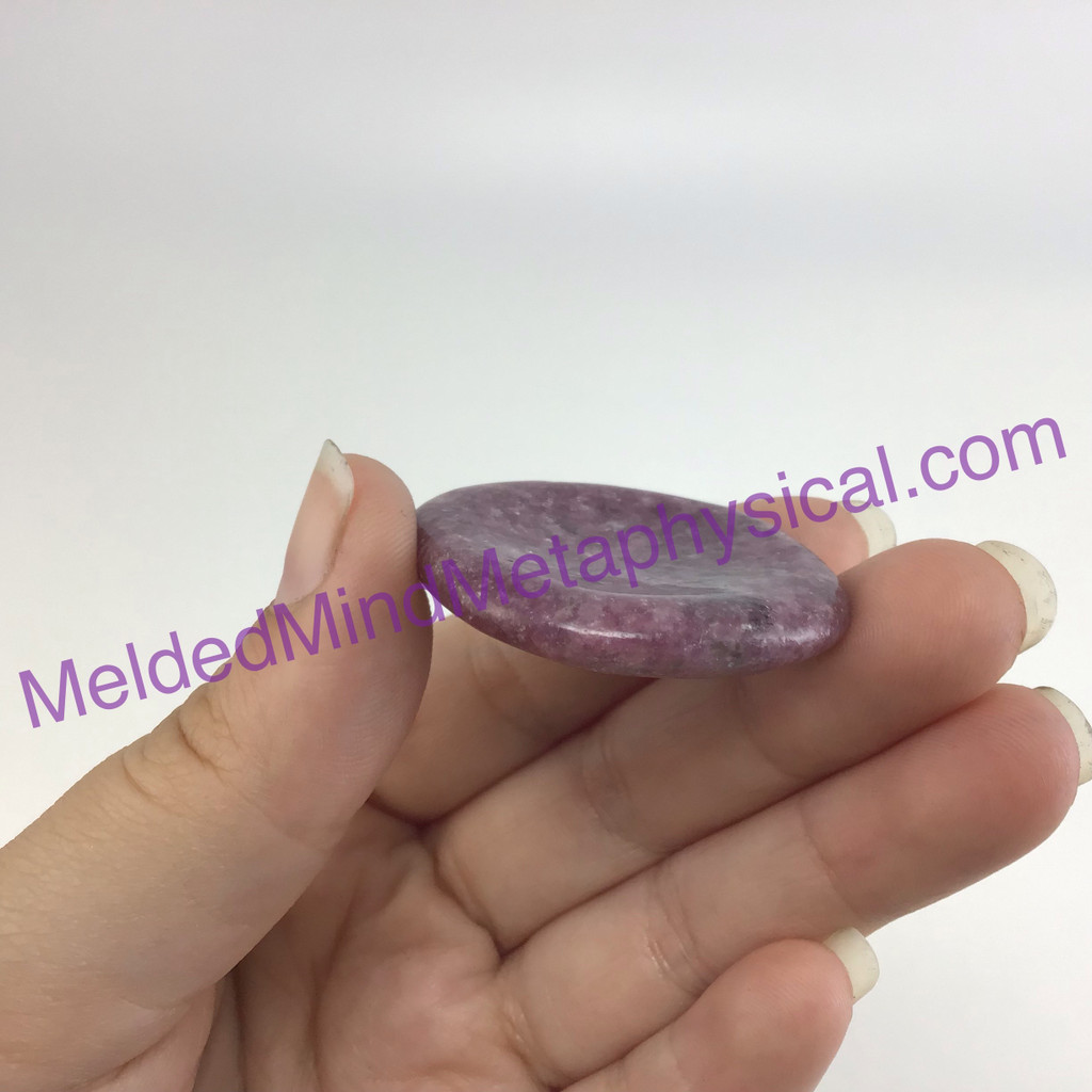 MeldedMind Lepidolite Palm Stone 1.53in Natural Purple Crystal Worry 057