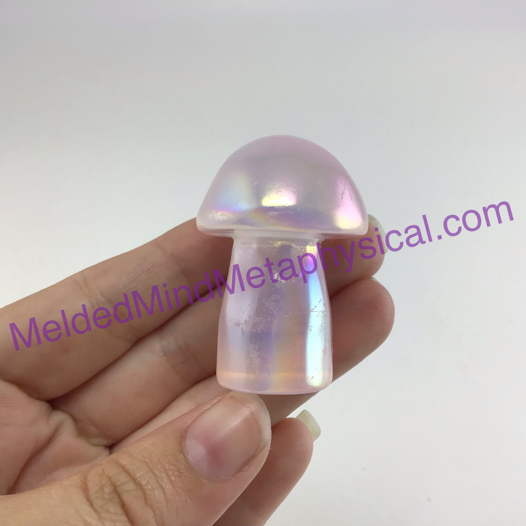 MeldedMind Aura Quartz Mushroom 1.68in Natural Pink Crystal Fairy Garden 196