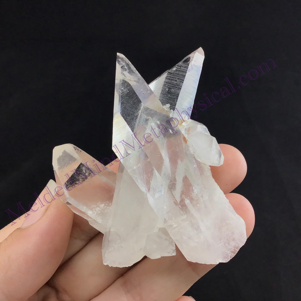 MeldedMind Rainbow Lemurian Cluster Quartz 2.27in Natural White Crystal 932