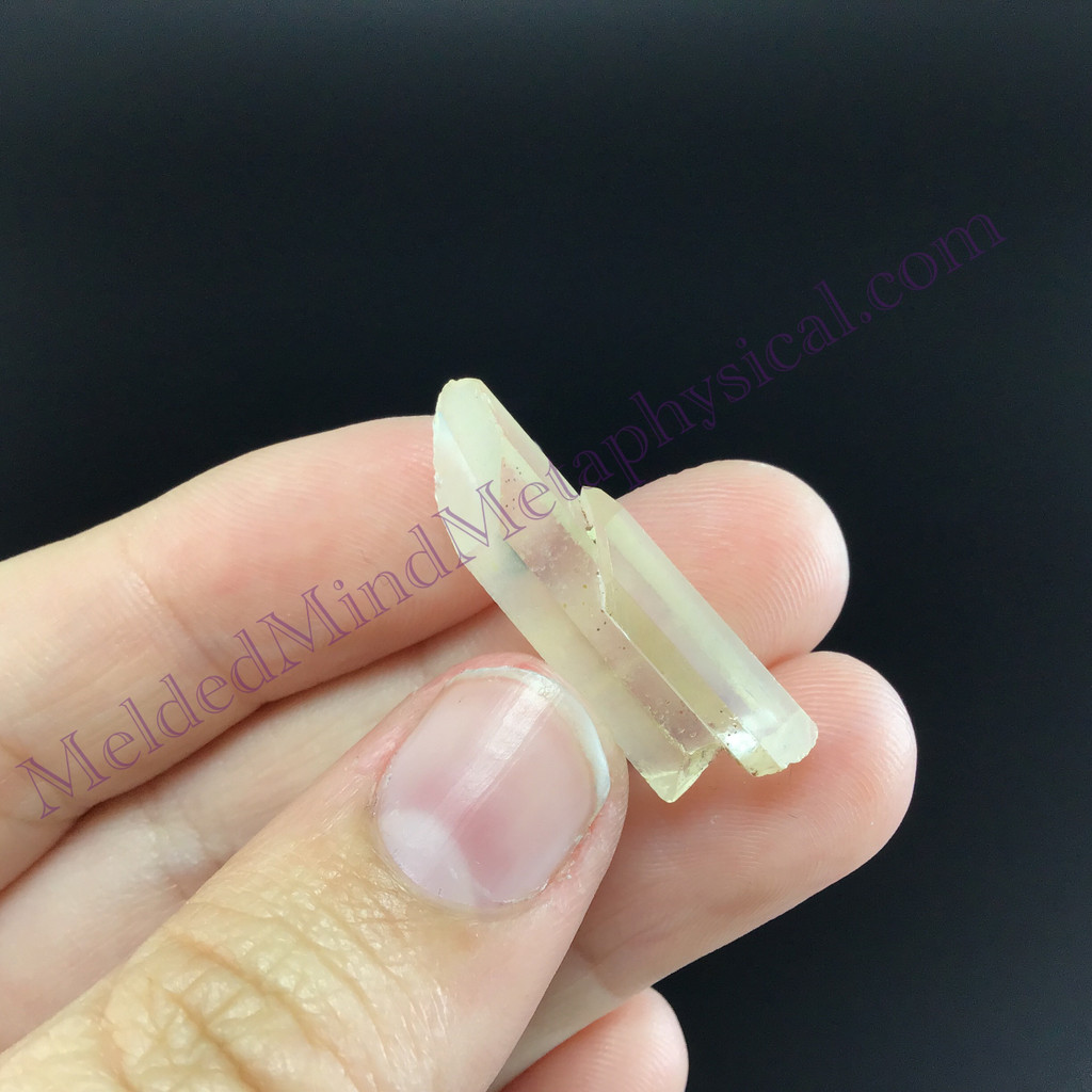 MeldedMind Twin Quartz 1.10in Natural White Crystal Stone 917