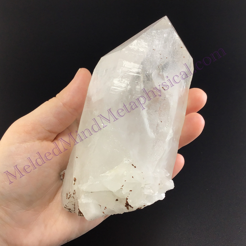 MeldedMind Lemurian Quartz Specimen 5.04in Natural White Point Crystal 731