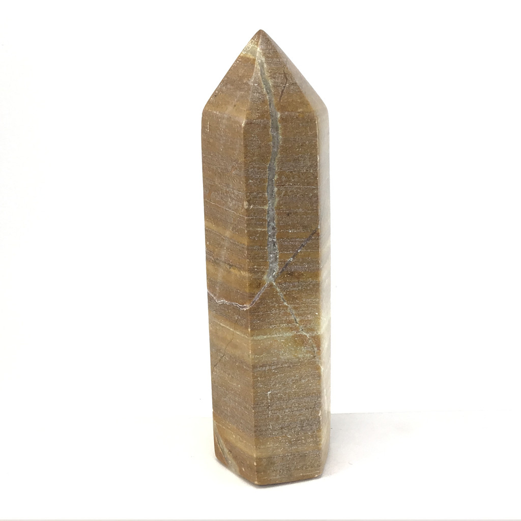 MeldedMind Calcite, Jasper, & Quartz Obelisk 6in Brown Crystal Tower Point 174