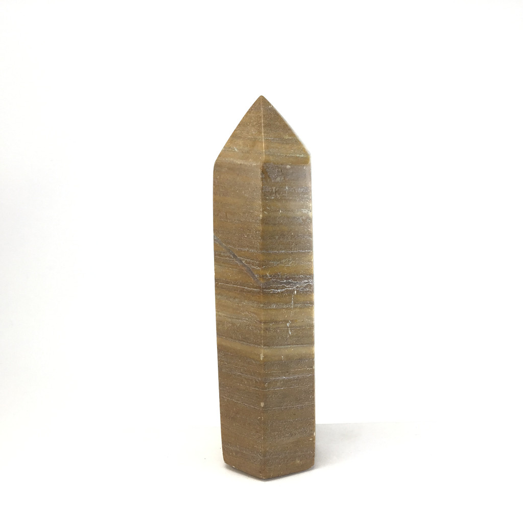 MeldedMind Calcite, Jasper, & Quartz Obelisk 6in Brown Crystal Tower Point 176