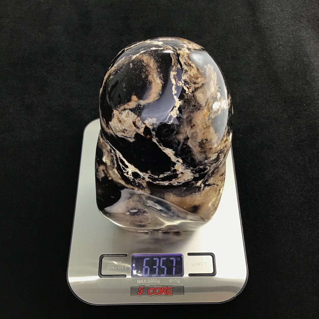MeldedMind Polished Black Opal Freeform 6.60in Natural Black Crystal Empath 210
