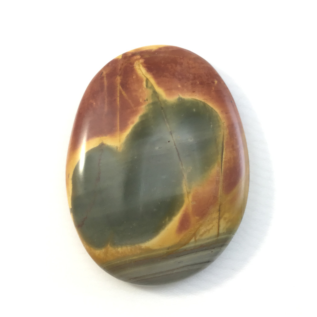 MeldedMind Natural Red River Jasper Palm Smooth Worry Stone 2in Black Yellow 016