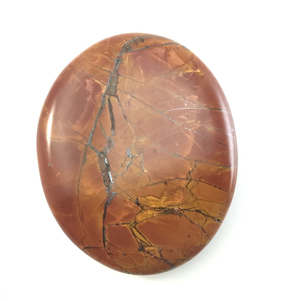 MeldedMind Natural Red River Jasper Palm Smooth Worry Stone 2in Black Yellow 080