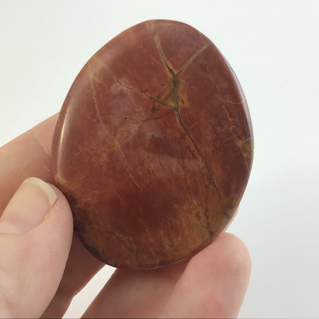 MeldedMind Natural Red River Jasper Palm Smooth Worry Stone 2in Black Yellow 158