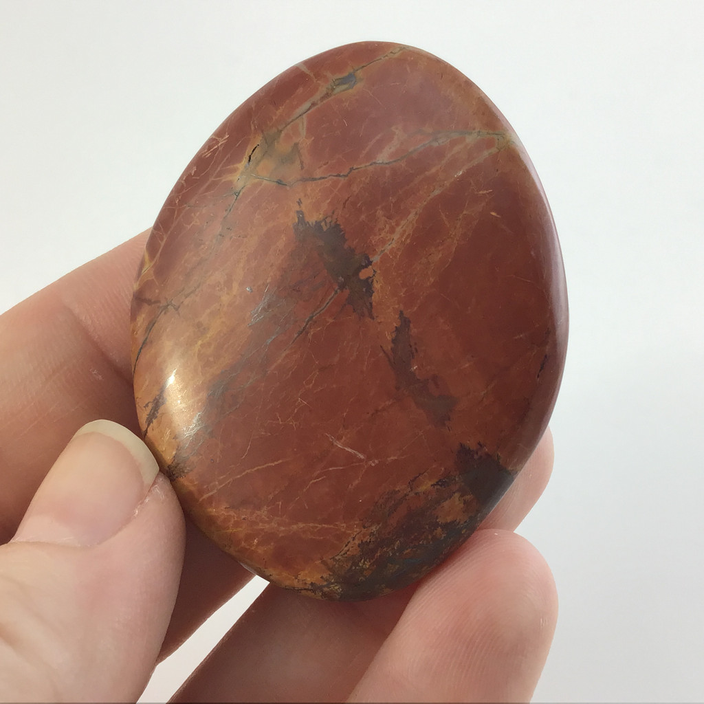 MeldedMind Natural Red River Jasper Palm Smooth Worry Stone 2in Black Yellow 158