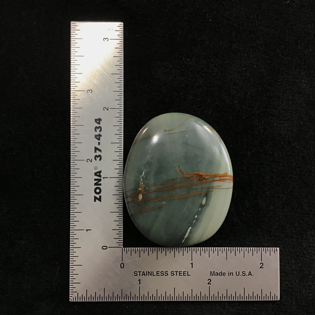 MeldedMind Natural River Jasper Palm Smooth Worry Stone 2in Grey Brown Green 071