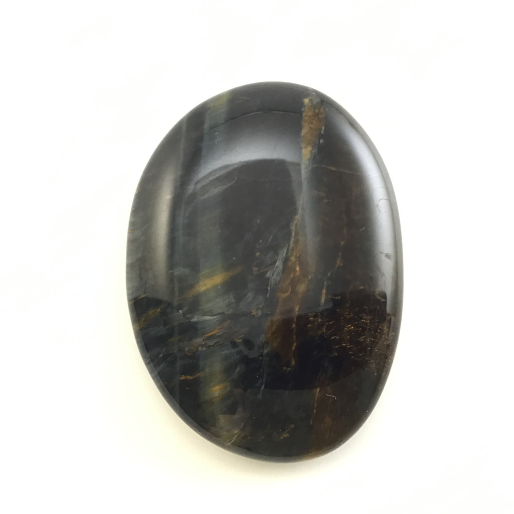 MeldedMind Blue Tiger's Eye Palm Stone 2in Flash Smooth Natural 062