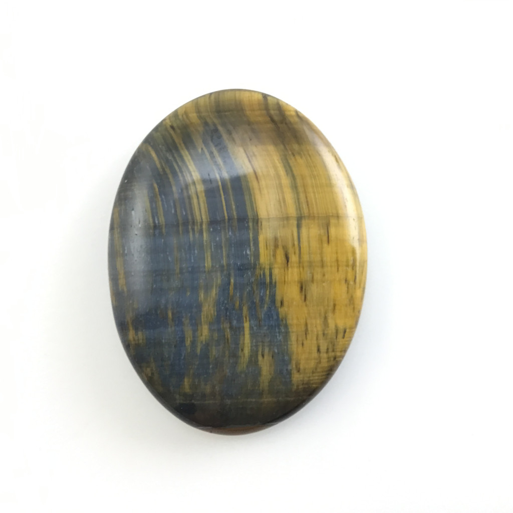 MeldedMind Blue Tiger's Eye Palm Stone 2.09in Flash Smooth Natural 058
