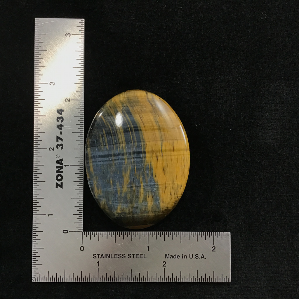 MeldedMind Blue Tiger's Eye Palm Stone 2.09in Flash Smooth Natural 058