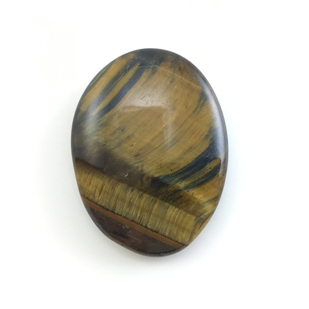 MeldedMind Blue Tiger's Eye Palm Stone 1.99in Flash Smooth Natural 060