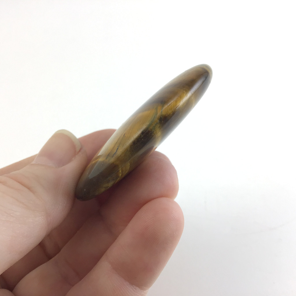 MeldedMind Blue Tiger's Eye Palm Stone 1.97in Flash Smooth Natural 064