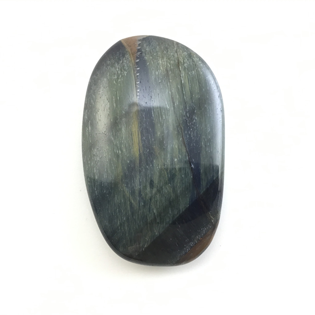 MeldedMind Blue Tiger's Eye Palm Stone 1.99in Flash Smooth Natural 065