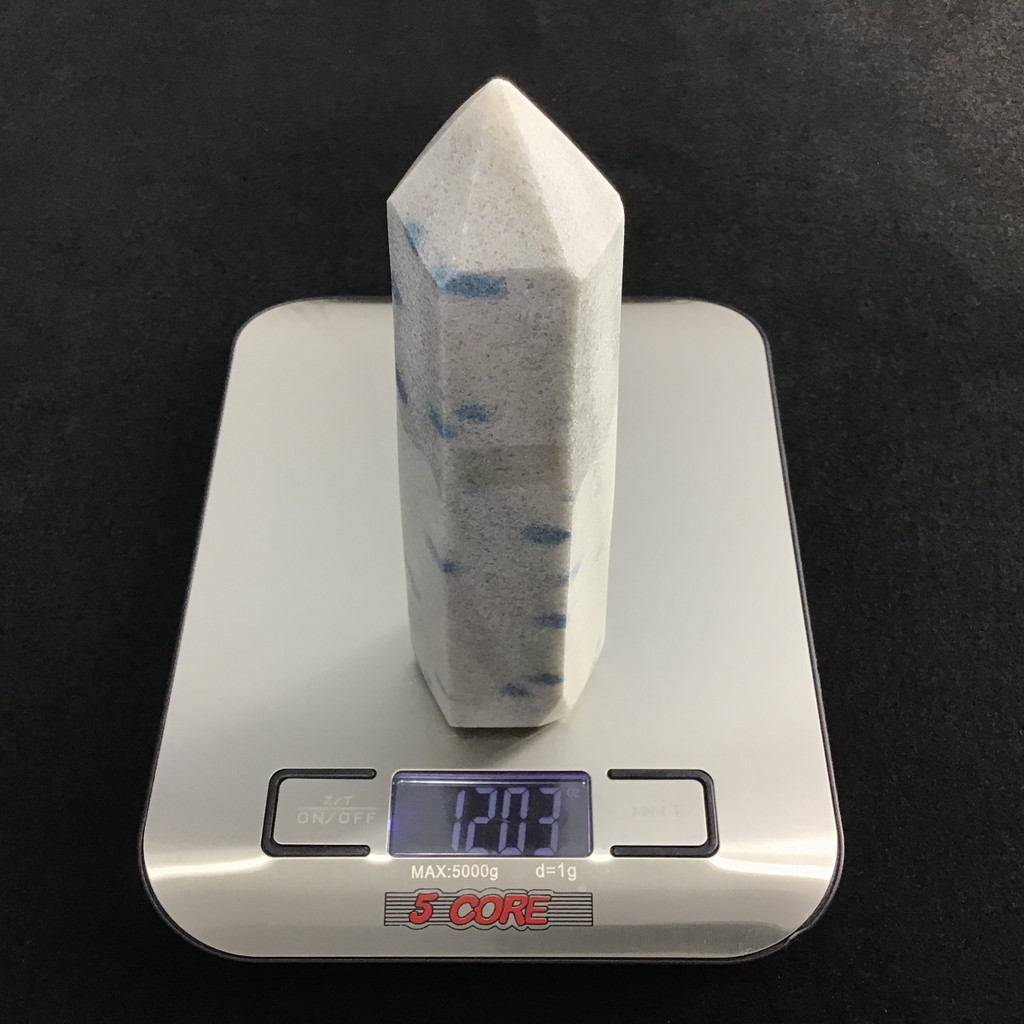 MeldedMind Manganese in Quartz Obelisk Point 5.75in Natural Blue Crystal 208