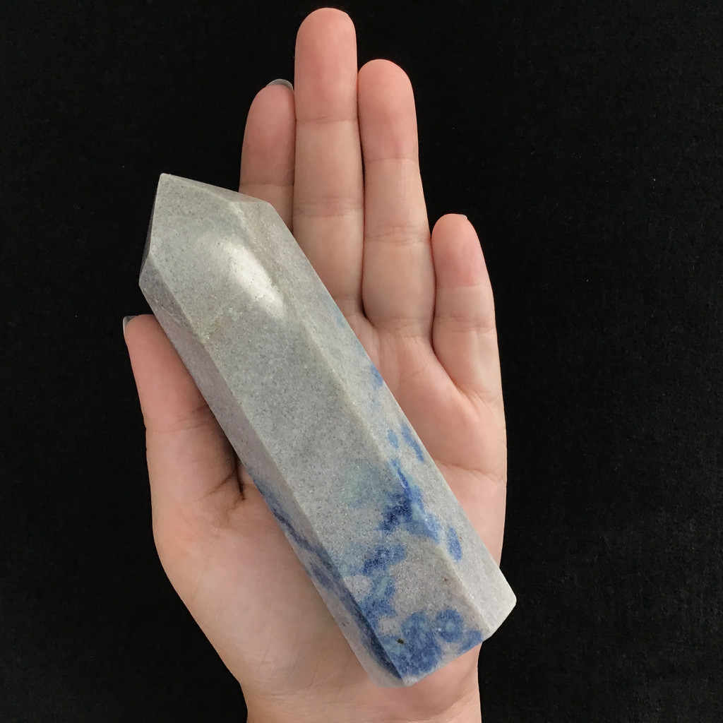 MeldedMind Manganese in Quartz Obelisk Point 5.15in Natural Blue Crystal 207