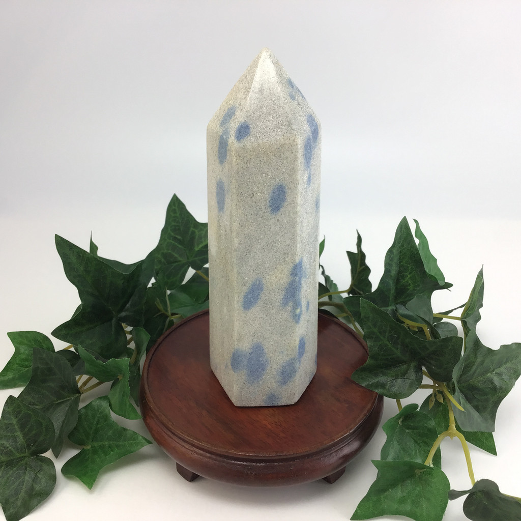 MeldedMind Manganese in Quartz Obelisk Point 5.90in Natural Blue Crystal 204