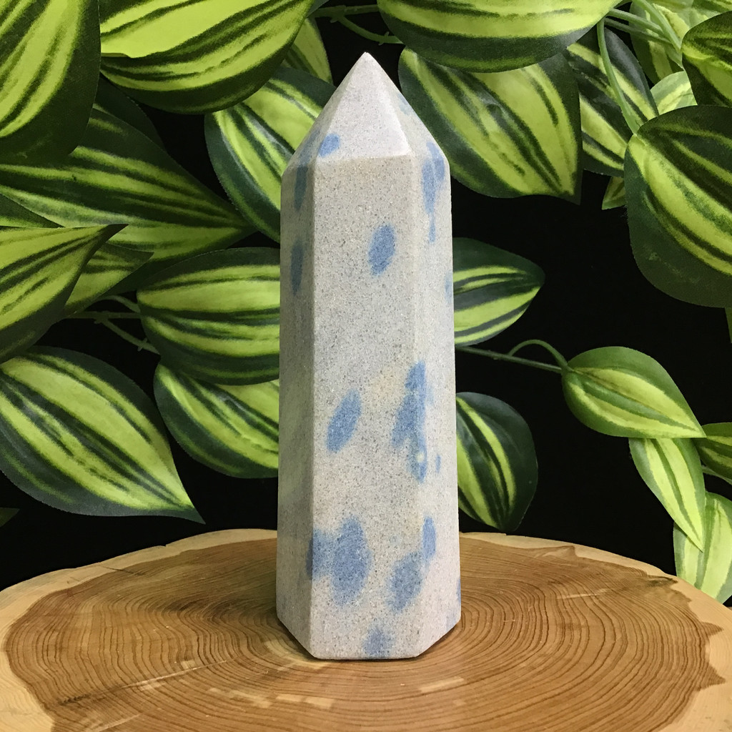 MeldedMind Manganese in Quartz Obelisk Point 5.90in Natural Blue Crystal 204