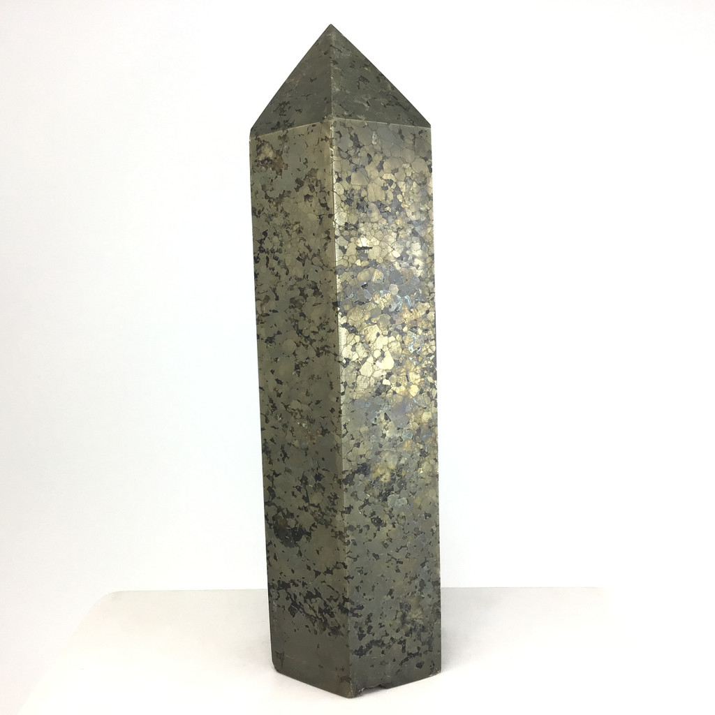 MeldedMind Natural Pyrite Obelisk Point Tower 6.50in Natural Gray Crystal 201