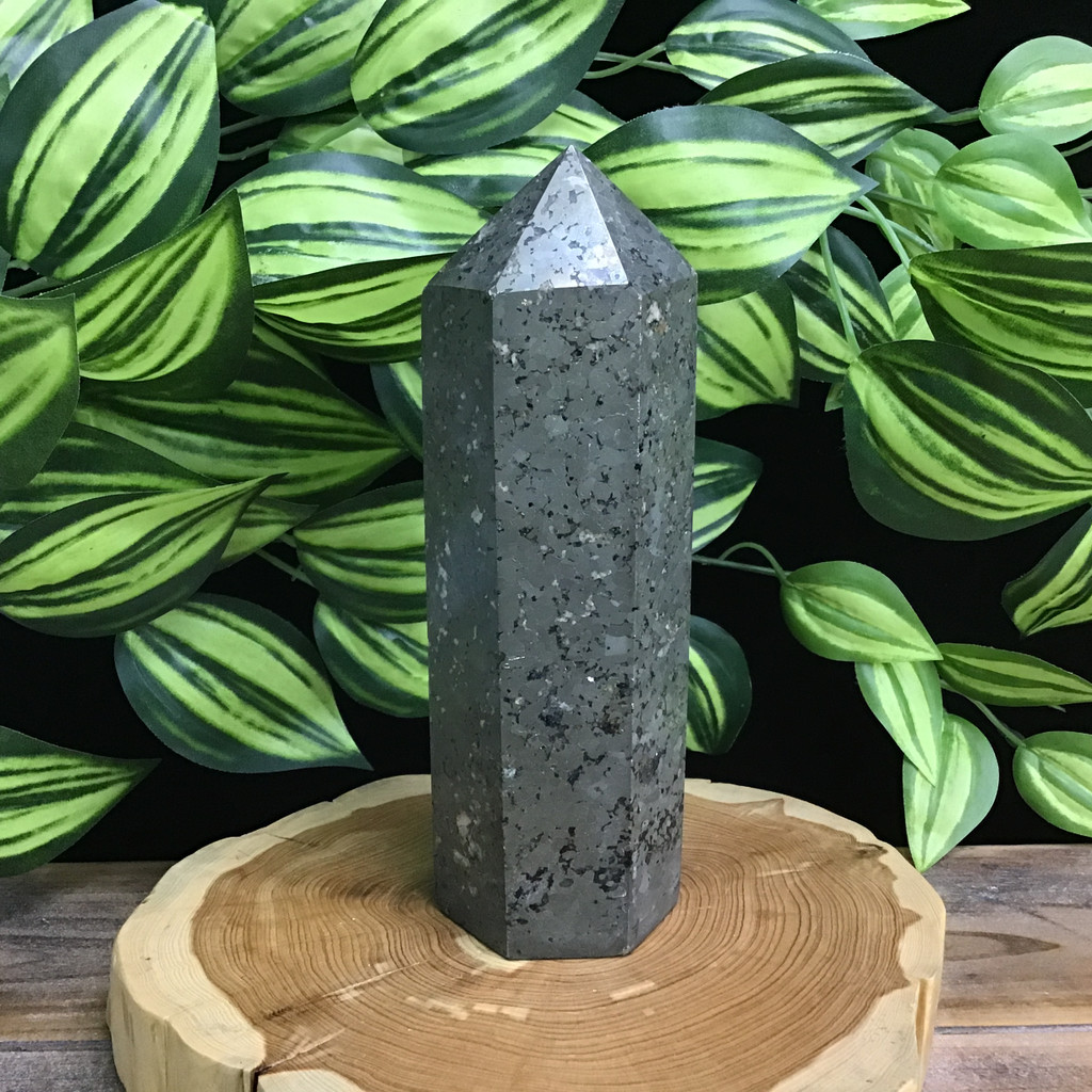 MeldedMind Natural Pyrite Obelisk Point Tower 6.50in Natural Gray Crystal 201