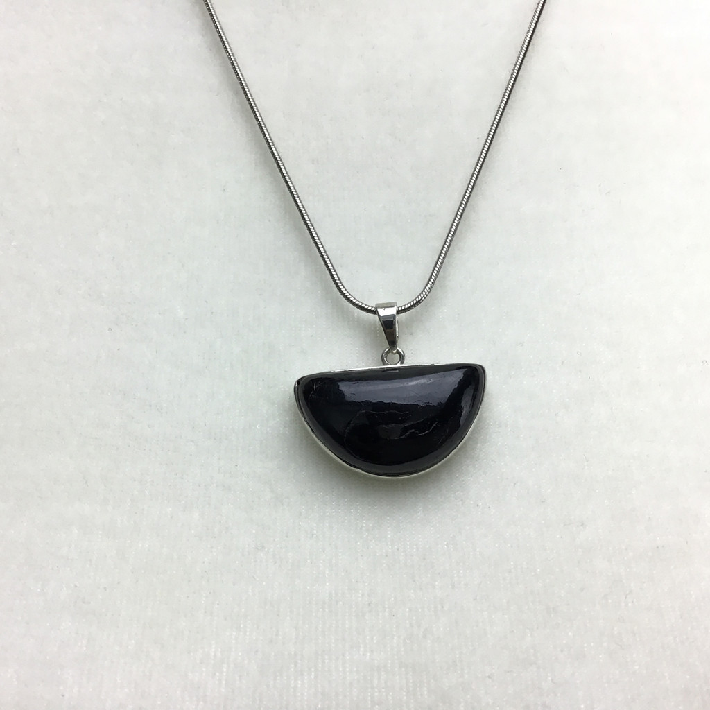 MeldedMind Black Tourmaline Pendant 1.05in Natural Black Crystal 159