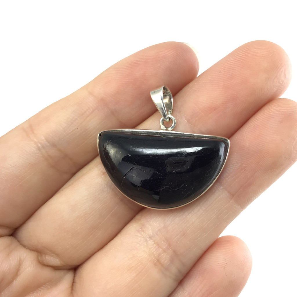 MeldedMind Black Tourmaline Pendant 1.05in Natural Black Crystal 159