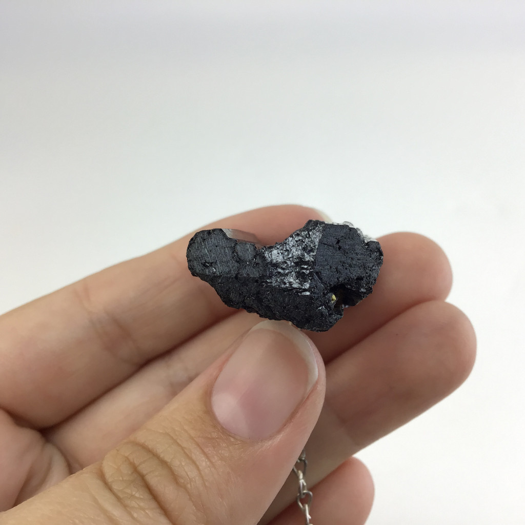 MeldedMind Rough Black Tourmaline Pendulum 1.39in Natural Black Crystal 152