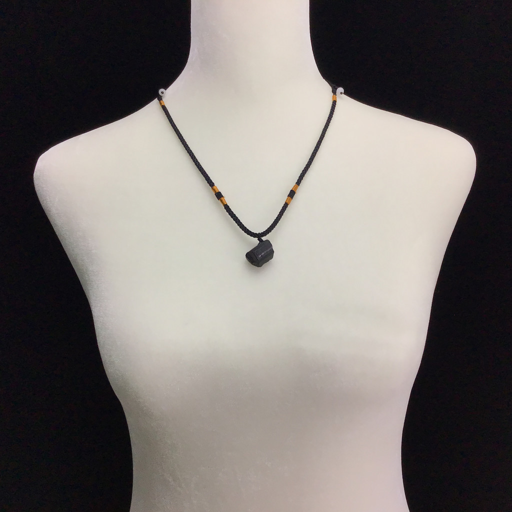 MeldedMind 15in Black Tourmaline Crystal with Adjustable Black Rope Necklace 151