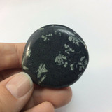 Chinese Writing Stone Porphory 171127 Palm Pocket Crystal Specimen Black White