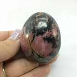 Rhodonite Smooth Palm Stone 180601 57mm Manganese Pink Black Metaphysical