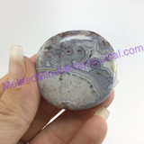 MeldedMind Crazy Lace Agate Palm Stone 1.68in 42mm Laughter Stone Happy Lace 084