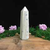 MeldedMind Manganese in Quartz Obelisk Point 5.75in Natural Blue Crystal 208