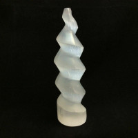 ONE (1) 7in Polished Satin Spar Selenite Spiral Tower Horn Cleansing Crystal 865